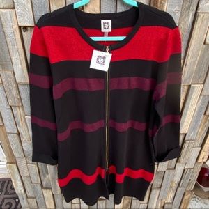 Ann Klein woman’s cardigan size Large red black
